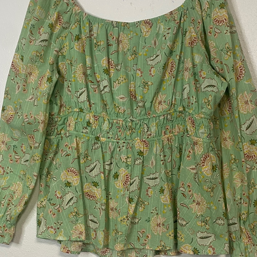 Torrid Mint Floral Peplum Blouse Size 2X - Picture 10 of 15